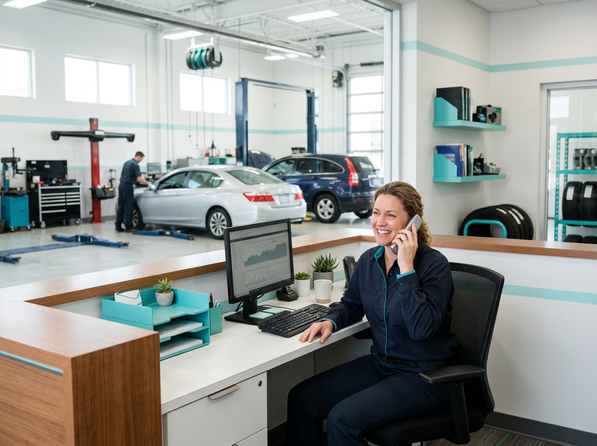 Auto shop owner on a call